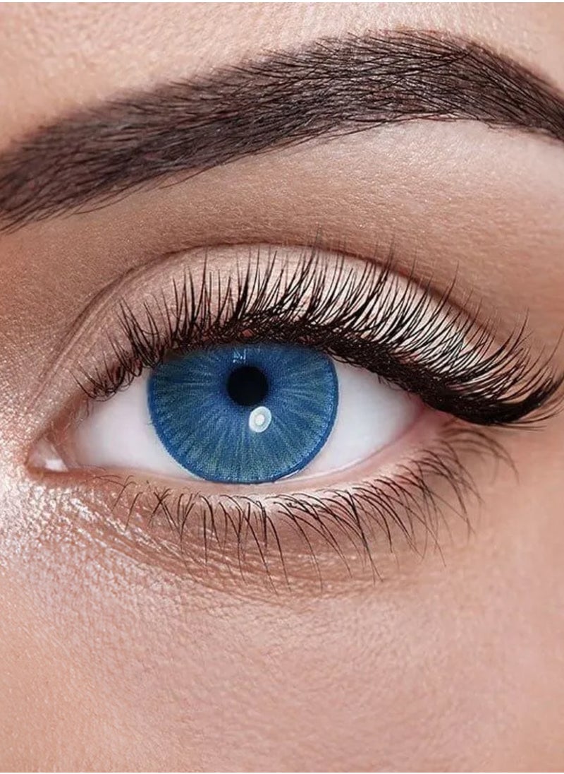 Unibling New York Blue Yearly Colored Contact Lenses, Unisex Cosmetic Contact Lenses, Enlargement Collection, Light Blue, With Case  - Image 4