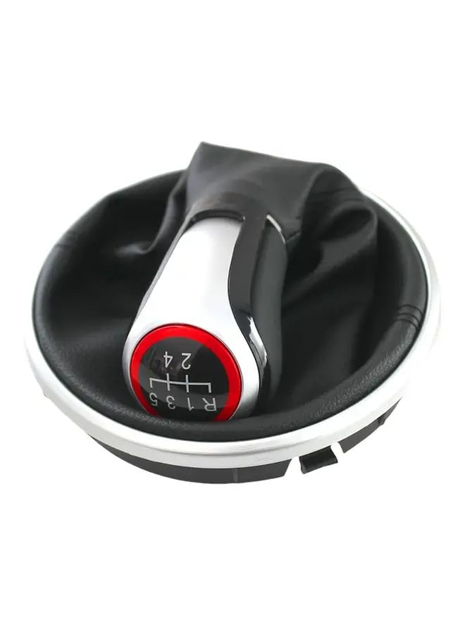 1pc 5 6 Speed Manual Gear Shift Knob For Skoda Fabia 2 II Mk2 Combi Scout 2007 2014 5 Gears Faux Leather Gaiter Boot Cover Ergonomic Design Durable Auto Parts Easy Installation Red Accent Button Vehicle Interior Upgrade Sleek Car Accessory Smooth Texture Finish - Image 4