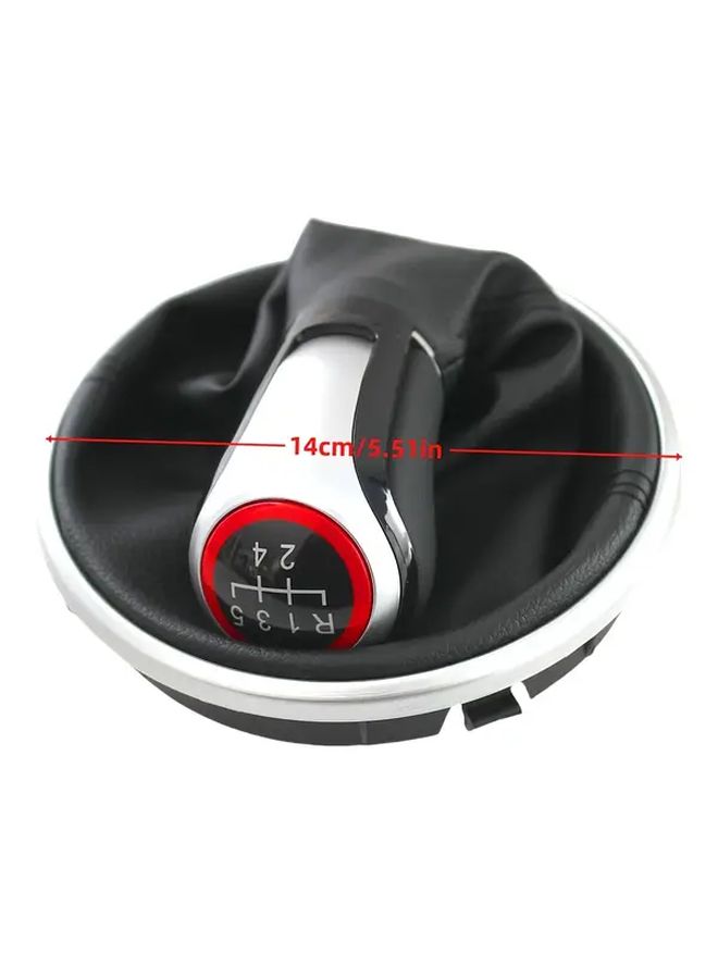1pc 5 6 Speed Manual Gear Shift Knob For Skoda Fabia 2 II Mk2 Combi Scout 2007 2014 5 Gears Faux Leather Gaiter Boot Cover Ergonomic Design Durable Auto Parts Easy Installation Red Accent Button Vehicle Interior Upgrade Sleek Car Accessory Smooth Texture Finish - Image 2