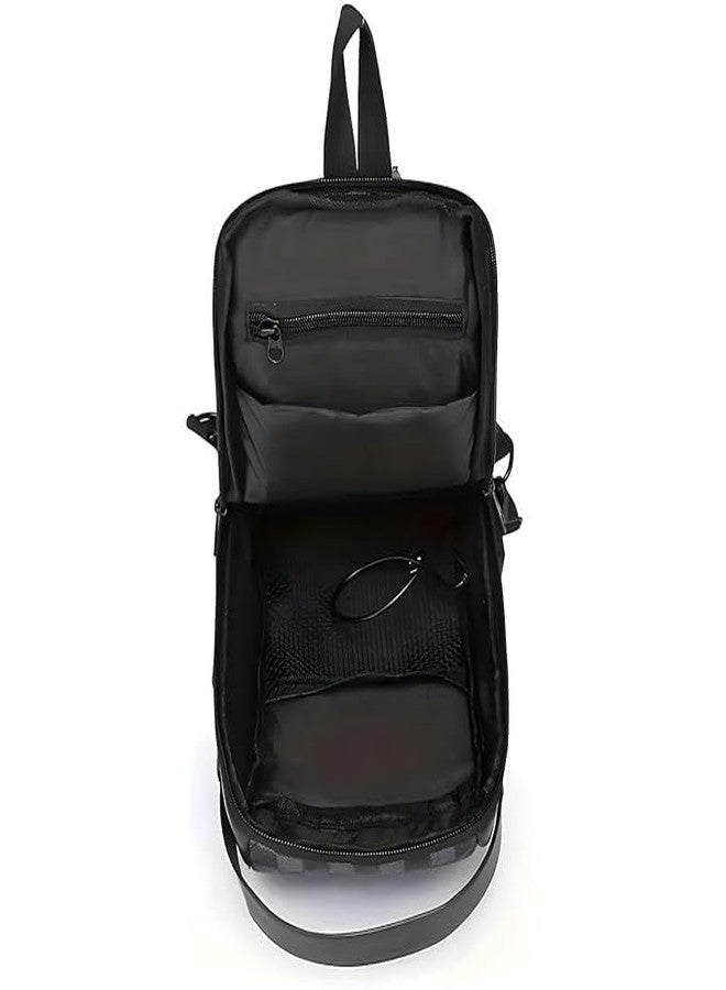 NANIAAY Checkered Anti-Theft Sling Bag with USB Charging Port | Water-Resistant Crossbody Chest Backpack with Password Lock for Men & Women - Image 2