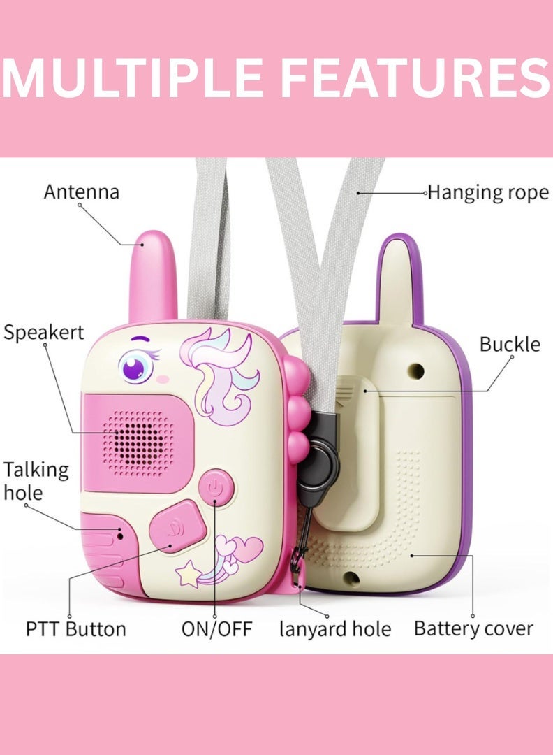 هورايزون أجهزة اتصال لاسلكية بشكل وحيد القرن بمدى 1000 قدم للأطفال، ابقِ على تواصل مع طفلتك أثناء اللعب والمغامرات في الهواء الطلق ضمن نطاق الاتصال، ألعاب خفيفة الوزن للفتيات من عمر 3 إلى 10 سنوات - Image 3