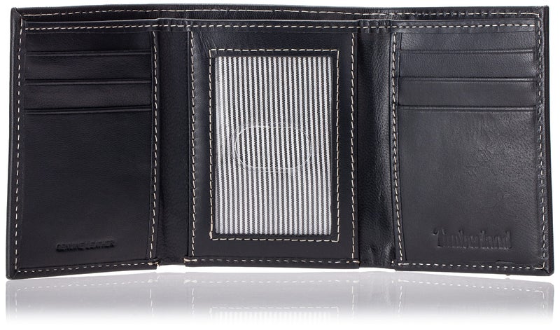 Timberland Men's Leather Trifold Wallet With Id Window, Black (Cloudy), One Size - Image 3