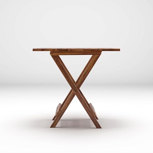 WOODAMIYA Compact Sheesham Wood Coffee Table, Square Shape Foldable Center Table for livingroom, Morden Center Piece Table, Breakfast - Lunch - Table, 22x22x24.5 Inch, Natural Finish - Image 4