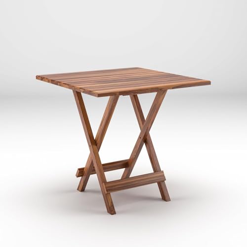 WOODAMIYA Compact Sheesham Wood Coffee Table, Square Shape Foldable Center Table for livingroom, Morden Center Piece Table, Breakfast - Lunch - Table, 22x22x24.5 Inch, Natural Finish - Image 5