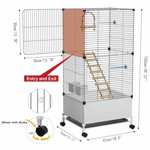 STILLCOVE Big Flight Bird Cage, Black Parakeet Cages with Rolling Stand & Wheels, Wide Birdcage for Parrots Cockatiels Conure Budgie Canary Finch Lovebird - Image 3