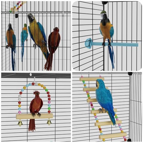 STILLCOVE Big Flight Bird Cage, Black Parakeet Cages with Rolling Stand & Wheels, Wide Birdcage for Parrots Cockatiels Conure Budgie Canary Finch Lovebird - Image 4