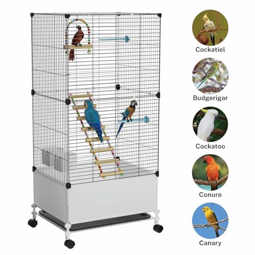STILLCOVE Big Flight Bird Cage, Black Parakeet Cages with Rolling Stand & Wheels, Wide Birdcage for Parrots Cockatiels Conure Budgie Canary Finch Lovebird - Image 5