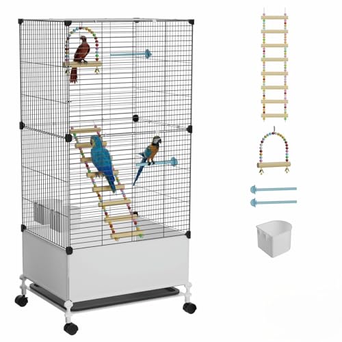 STILLCOVE Big Flight Bird Cage, Black Parakeet Cages with Rolling Stand & Wheels, Wide Birdcage for Parrots Cockatiels Conure Budgie Canary Finch Lovebird - Image 1