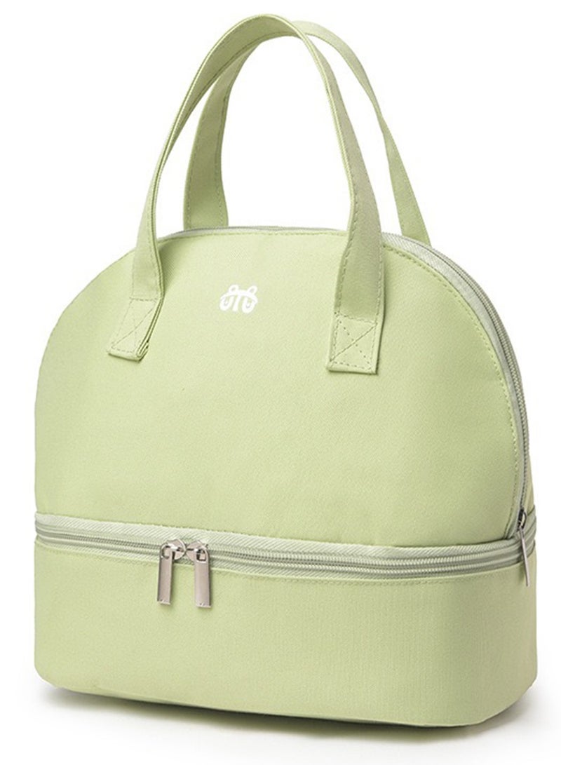 Jacone Green Insulated Lunch Bag Double Deck Simple Bento Cooler Bag Leakproof Lunch Tote Bag for Lunch Box for Women Men Adult Picnic Working Hiking Beach - Image 1