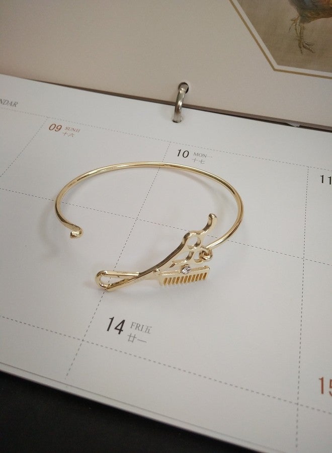 MANZHEN Easy Open Scissors and Comb Bangle Bracelet for Hairdresser (Gold) - Image 2
