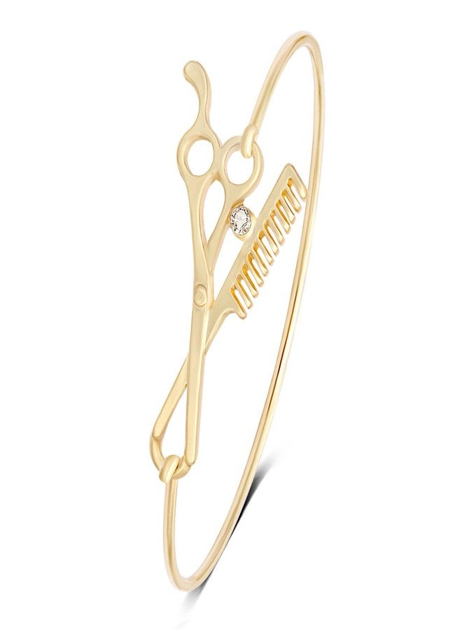 MANZHEN Easy Open Scissors and Comb Bangle Bracelet for Hairdresser (Gold) - Image 1