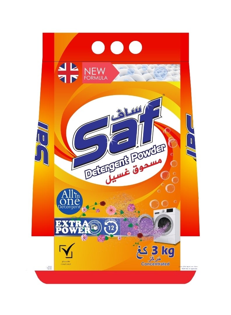 SAF Detergent 3KG|Effectively tackles tough stains and dirt, leaving your clothes clean, bright, and fresh. - Image 1