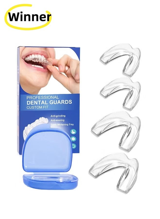وينر 4 قطع واقي فم لطحن الأسنان ليلاً، واقيات فم لطحن الأسنان لحماية الأسنان، قابلة لإعادة الاستخدام لطحن الأسنان، لطحن الأسنان، واقيات ليلية لطحن الأسنان - Image 1