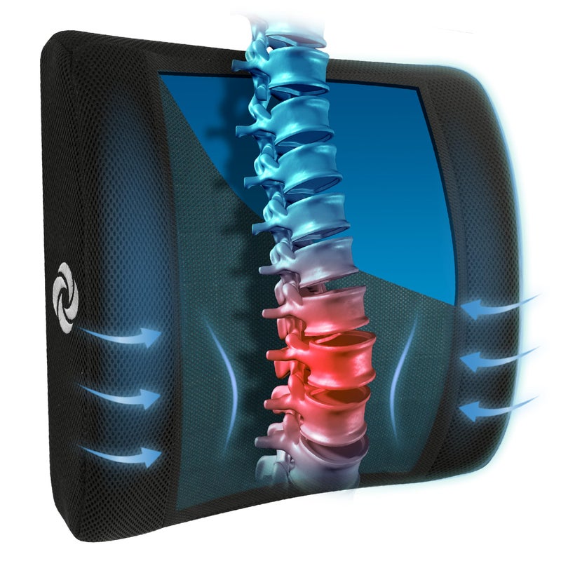 Samsonite سامسونايت، وسادة دعم أسفل الظهر من هلام التبريد لمقعد المكتب أو السيارة - عزز منطقة راحتك في أسفل الظهر، عالية الجودة - رغوة الذاكرة، وسادة مقعد عالمية، شبكة قابلة للتنفس، غطاء قابل للغسل - Image 1