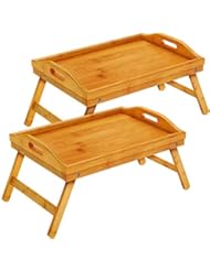 Pipishell Bamboo Bed Tray Table with Foldable Legs, Breakfast Tray with Handles, Ideal for Kids, Couples, Sofa, Bed, - Image 1