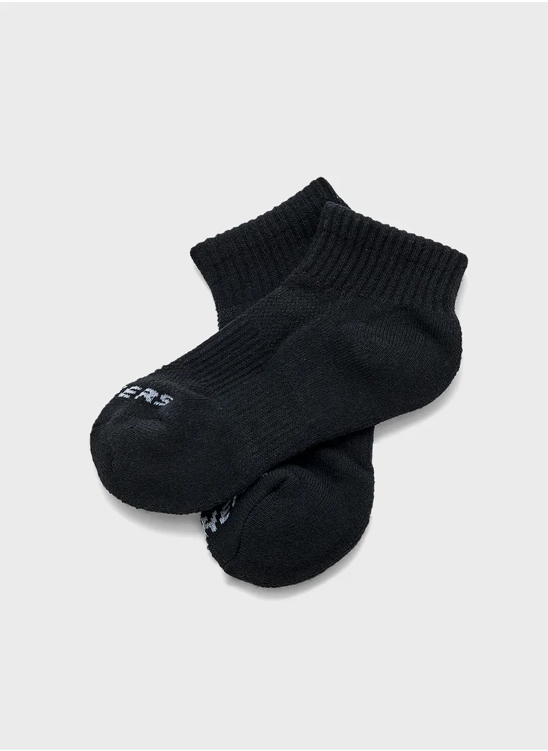 سكتشرز Kids 3 Pack Quarter Crew Socks