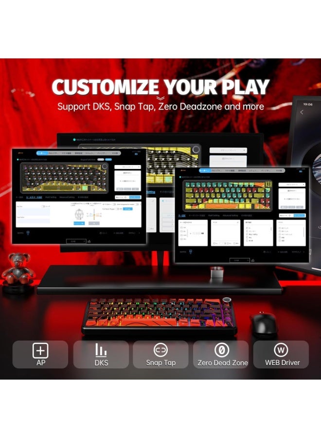 Attack Shark X65PRO HE Rapid Trigger Wireless Gaming Keyboard, 0.01mm RT Accuracy 8KHz Polling Rate Wired Keyboard with Magnetic Switch, Tri-Mode, Adjustable Actuation, RGB Lighting for PC/Mac/Gamer  - Image 5