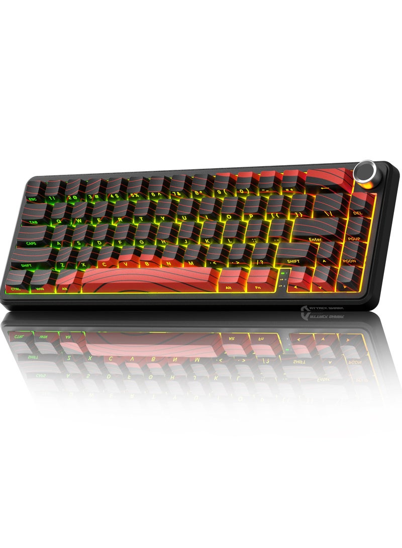 هجوم القرش لوحة مفاتيح الألعاب اللاسلكية X65PRO HE Rapid Trigger، دقة RT 0.01 مم، معدل استطلاع 8 كيلو هرتز، لوحة مفاتيح سلكية مع مفتاح مغناطيسي، وضع ثلاثي، تشغيل قابل للتعديل، إضاءة RGB لأجهزة الكمبيوتر/Mac/اللاعبين - Image 1