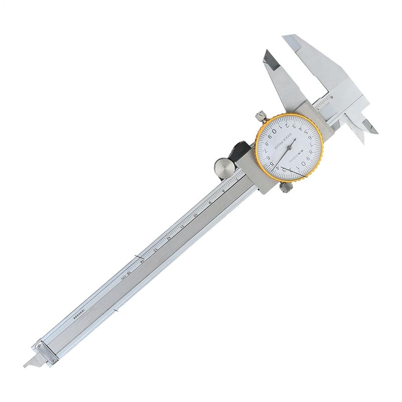 فرجار فيرنيه مضاد للصدمات 0-6 بوصة مسطرة فولاذية دقة 0.02 مم مقياس عمق وسمك - Image 1