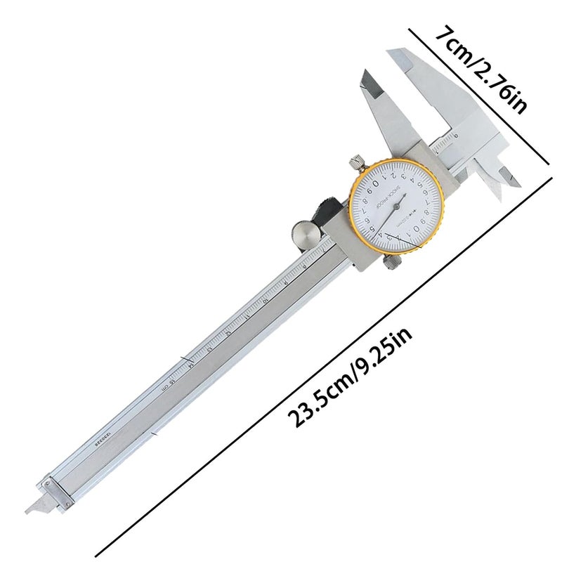 فرجار فيرنيه مضاد للصدمات 0-6 بوصة مسطرة فولاذية دقة 0.02 مم مقياس عمق وسمك - Image 3