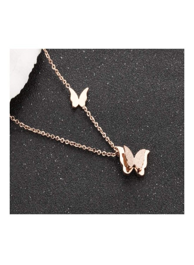 YouBella Jewellery Stylish 18k Rose Gold Plated Butterfly Necklace Jewellery for Women and Girls (Pendant and Earrings) - Image 4