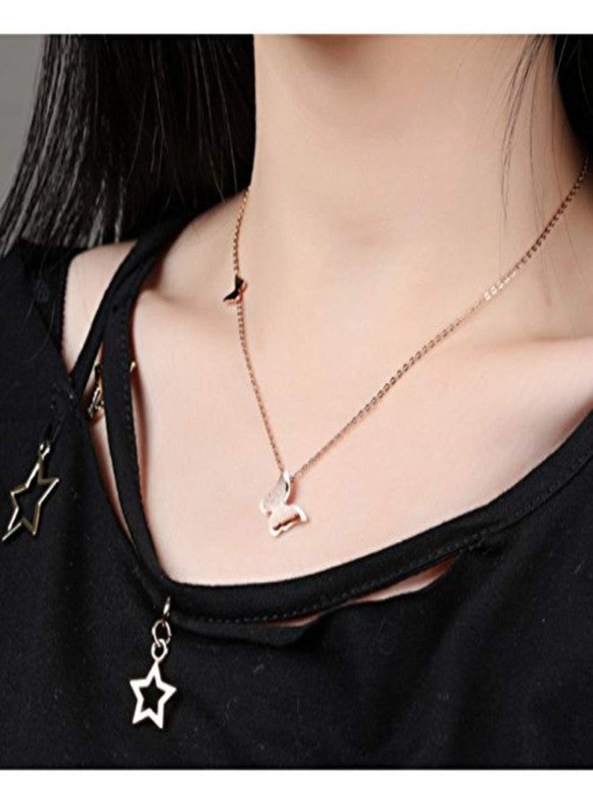 YouBella Jewellery Stylish 18k Rose Gold Plated Butterfly Necklace Jewellery for Women and Girls (Pendant and Earrings) - Image 2