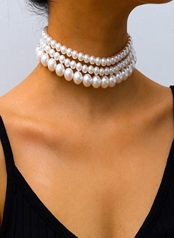 RECTYO GALLERY1Psc Premium Boho Choker Necklaces for Women - Faux Round Pearl Layered Fashion Chunky Thick Clavicle Necklace Wedding Bride Jewelry Gifts - Image 2