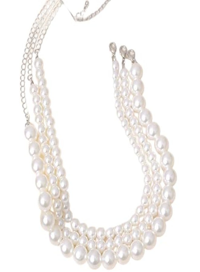 RECTYO GALLERY1Psc Premium Boho Choker Necklaces for Women - Faux Round Pearl Layered Fashion Chunky Thick Clavicle Necklace Wedding Bride Jewelry Gifts - Image 1