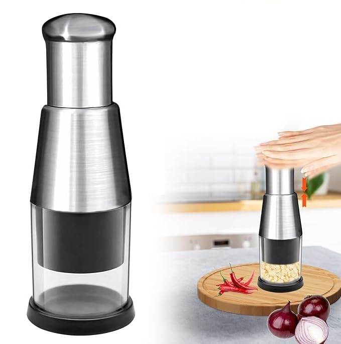 Deoxys Manual Garlic Cutter Durable Stainless Steel Onion Cutter Multifunctional Vegetable Chopper Household Kitchen Vegetable Cutter Garlic Mincer - Image 1
