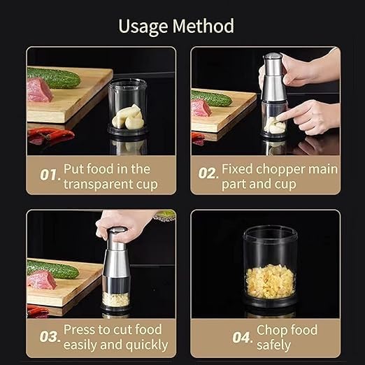 Deoxys Manual Garlic Cutter Durable Stainless Steel Onion Cutter Multifunctional Vegetable Chopper Household Kitchen Vegetable Cutter Garlic Mincer - Image 2