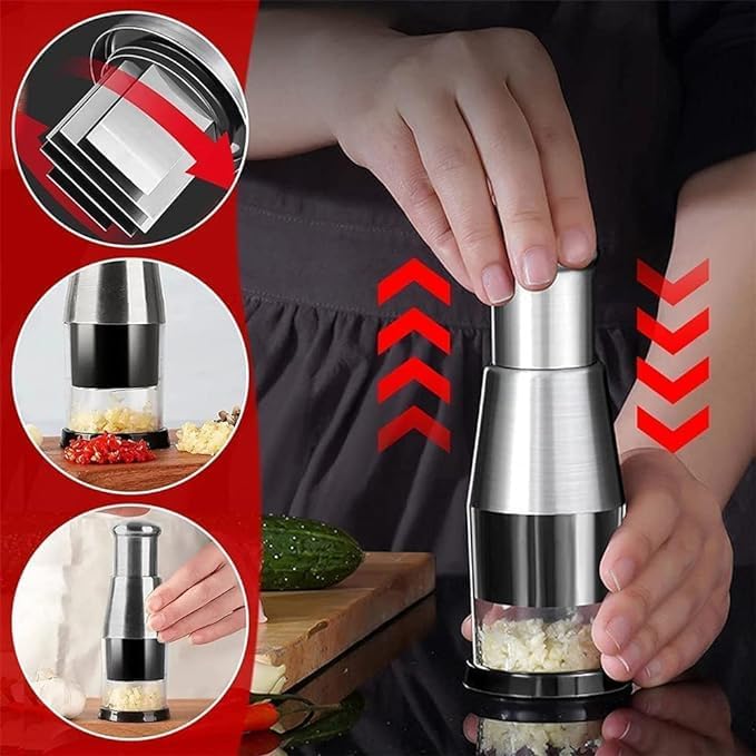 Deoxys Manual Garlic Cutter Durable Stainless Steel Onion Cutter Multifunctional Vegetable Chopper Household Kitchen Vegetable Cutter Garlic Mincer - Image 5
