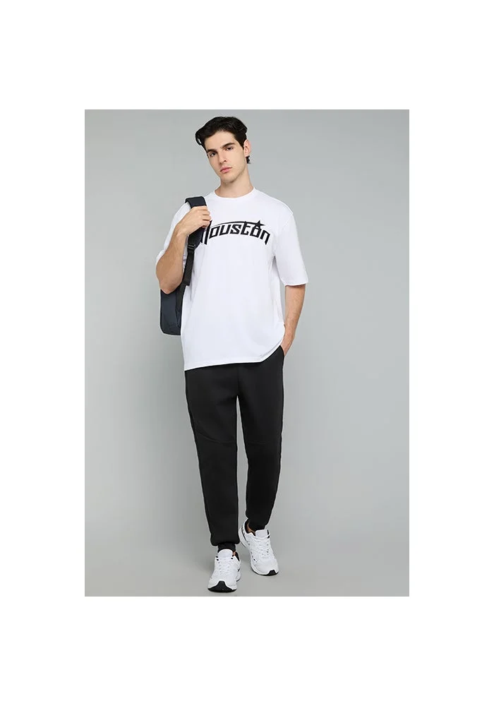أر أند بي Typography Print T-Shirt with Crew Neck and Short Sleeves