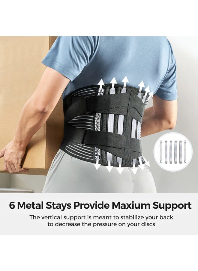 FREETOO Back Braces for Lower Back Pain Relief with 6 Stays, Breathable Back Support Belt for Men/Women for work, Anti-skid lumbar support belt with 16-hole Mesh for sciatica(Waist Size:45.3''-55'') - Image 2