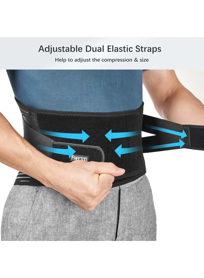 FREETOO Back Braces for Lower Back Pain Relief with 6 Stays, Breathable Back Support Belt for Men/Women for work, Anti-skid lumbar support belt with 16-hole Mesh for sciatica(Waist Size:45.3''-55'') - Image 3