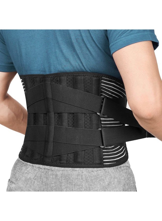 FREETOO Back Braces for Lower Back Pain Relief with 6 Stays, Breathable Back Support Belt for Men/Women for work, Anti-skid lumbar support belt with 16-hole Mesh for sciatica(Waist Size:45.3''-55'') - Image 1