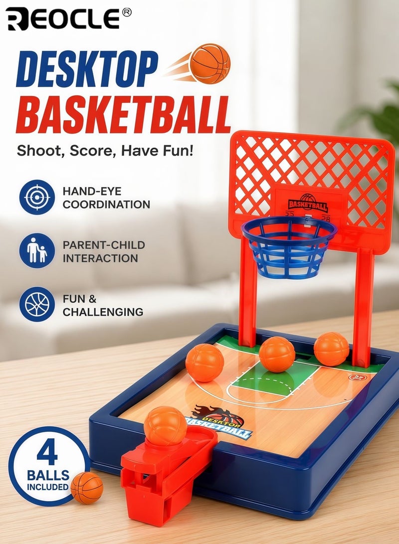REOCLE Kid's Mini Basketball Shooting Game Interactive Basketball Hoop Finger Shooting Machine Educational Toy Playful Design Easy to Assemble ldeal Gift for Birthdays Children's Day - Image 1