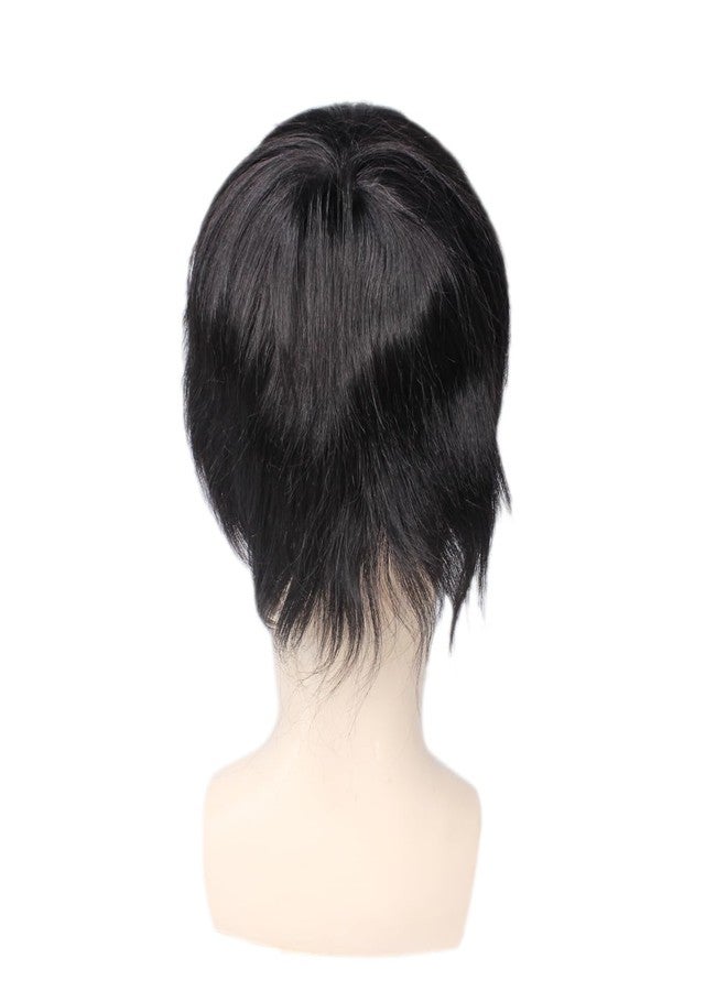 GLAN Human Hair Monofilament Toupee Hair System Hairpiece Hair Loss Solution Hair Patch/Wigs To Easily Attach For Bald Area For Men And Boys Use Pack of 1 (Black, 8 * 6) - Image 3