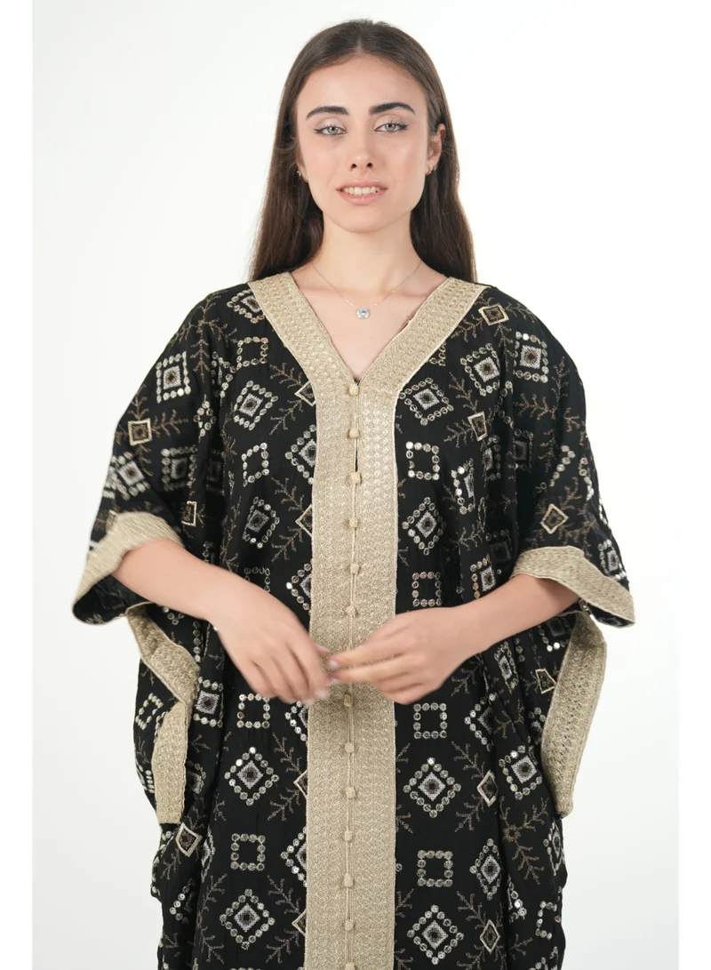 AL BENT AL SHARQIEH Free size women embroidered jalabiya dress with invisible belt