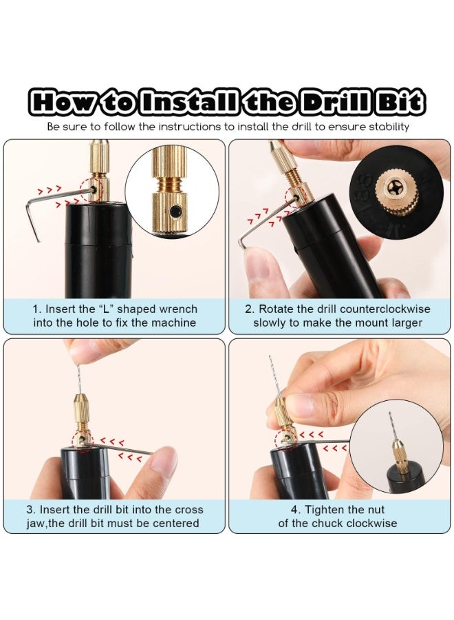 طقم مثقاب كهربائي من الراتنج، يتضمن 300 برغي عين ذهبي وفضي، 10 رؤوس مثقاب لولبية، مثقاب كهربائي صغير مع مفتاح ربط، ملزمة سداسية لقوالب صب الراتنج، سلاسل مفاتيح يدوية، أدوات حرفية يدوية. - Image 5