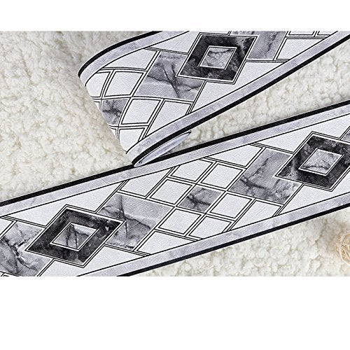 La La Pet Creation Core 4.2x196.8" Waterproof Wallpaper Border 3D Pattern Wall Decor Removable Self Adhesive Kitchen Bathroom Tiles Sticker, Diamond Black - Image 3