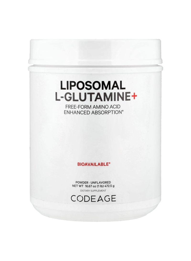 Codeage Liposomal L-Glutamine+ Powder, Unflavored, 16.67 oz (472.5 g)