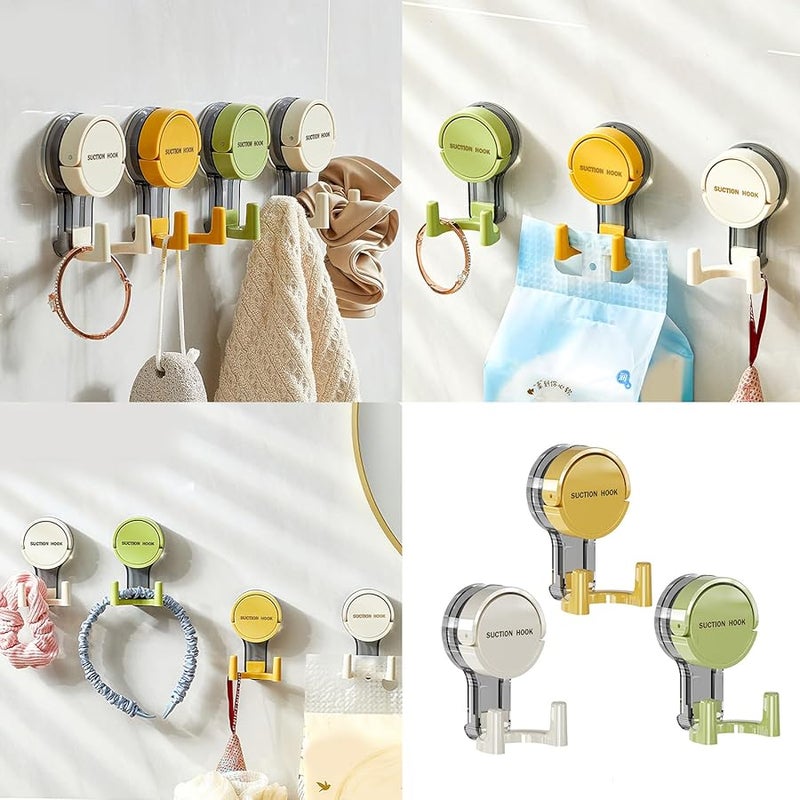 Green Reusable Suction Cup Hook 2 Head Designs Portable Shower Towel Rack Sturdy Double Suction - Image 3