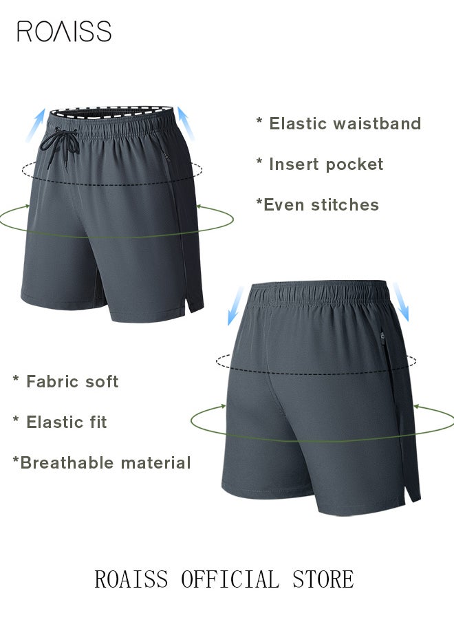 roaiss Men's Swimming Trunks Beachwear Quick Dry Beach Pants Gym Wear Fitness Workout Short for Men Breathable Elastic Adjustable Sports Running Boxer Swim Shorts Swimsuit with Pockets Summer  - Image 4
