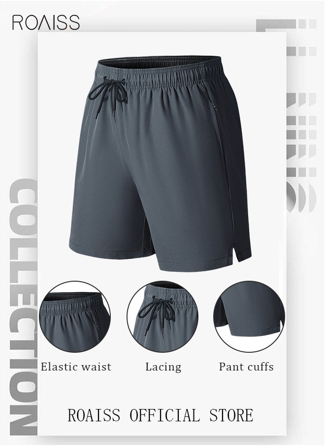 roaiss Men's Swimming Trunks Beachwear Quick Dry Beach Pants Gym Wear Fitness Workout Short for Men Breathable Elastic Adjustable Sports Running Boxer Swim Shorts Swimsuit with Pockets Summer  - Image 2