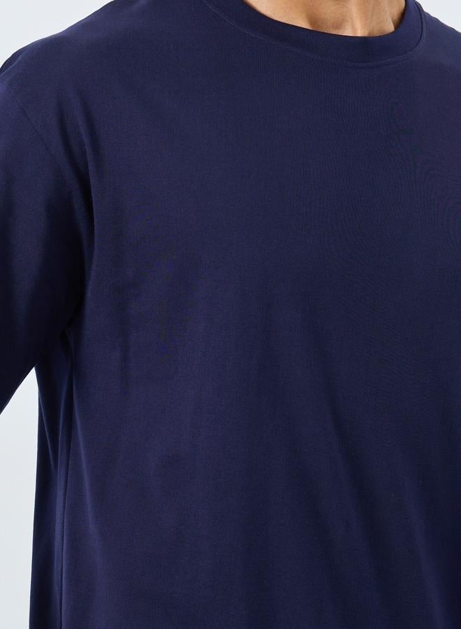 Styli Men Navy Graphic Print Relaxed Fit T-Shirt - Image 4