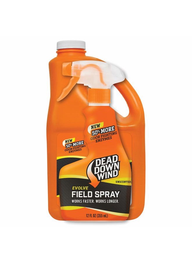 dead down wind Evolve 3D+ Field Spray Bottle & Refill - Odor Control Hunting Scent Control Spray - Unscented, Long-Lasting Spray - Easy to Use for Hunting Gear & Clothing (12oz Spray, 64oz Refill)  - Image 1