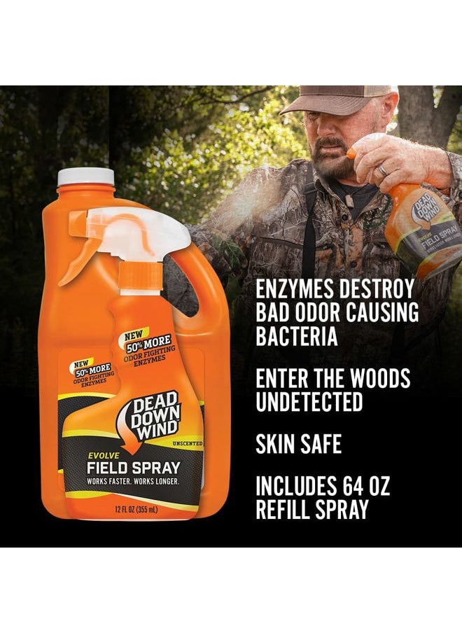 dead down wind Evolve 3D+ Field Spray Bottle & Refill - Odor Control Hunting Scent Control Spray - Unscented, Long-Lasting Spray - Easy to Use for Hunting Gear & Clothing (12oz Spray, 64oz Refill)  - Image 2