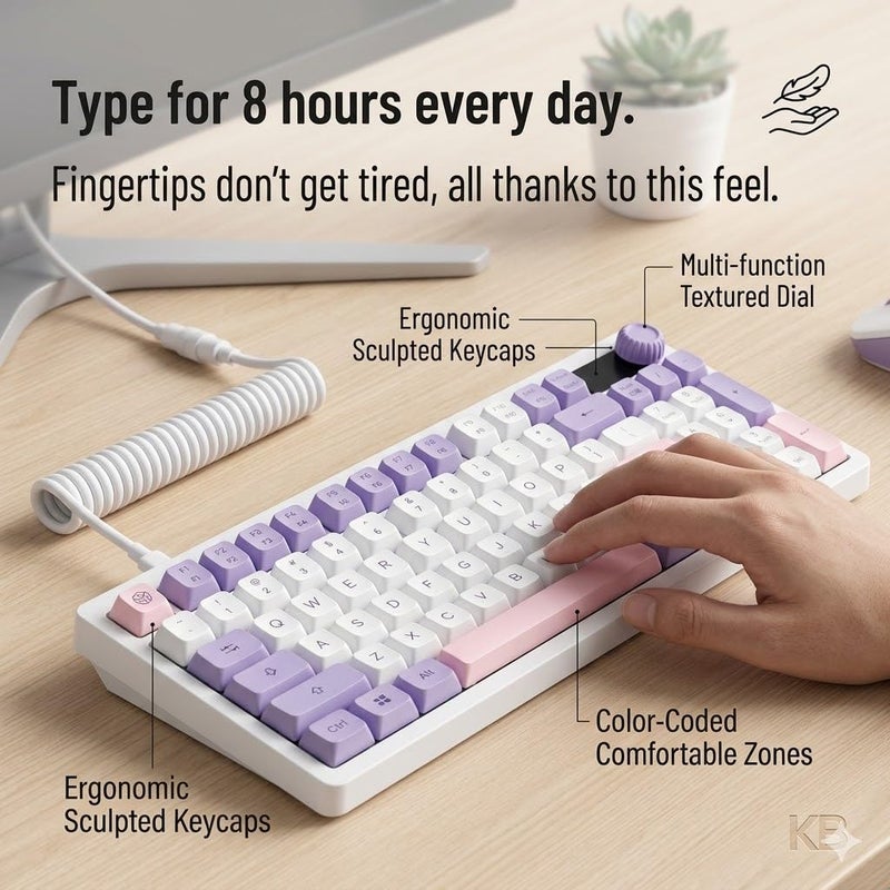 Founder MK650 Gaming Keyboard & Mouse Combo – Rainbow Backlit Membrane Keyboard with Volume Control Knob & 2000 DPI Gaming Mouse for PC, Laptop & Gaming Setup (Purple) - Image 2