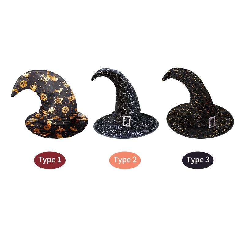Scary Black Witch Hat Type 3 - High-Quality Durable Halloween Witch Hat for Cosplay Yard Decor - Image 2