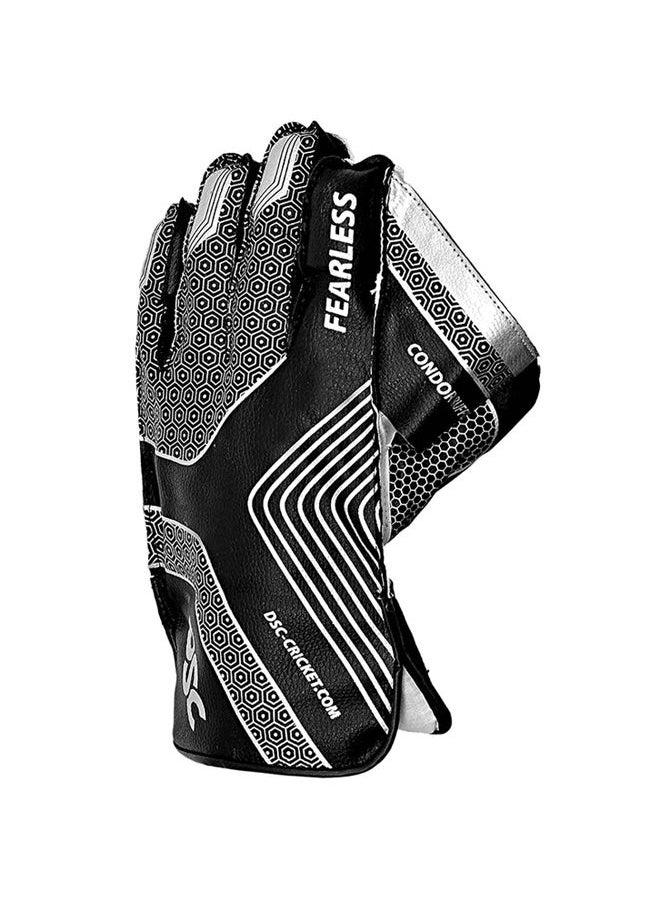 DSC Condor Ruffle Wicket Keeping Gloves | Size: Youth | For Men & Boys | Material: Leather | Flexibility and Comfort | Sweat absorbing wrist grip  - Image 1